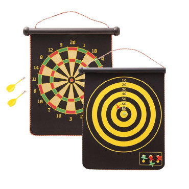 Set Joc Darts Cyrax, Doua Fete pentru Joc, 6 Sageti Incluse, Magnetic, Dimensiuni 37 x 40 cm, Design clasic, Multicolor