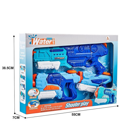 Set 3x Pistol cu Apa pentru Copii, Cyrax, 6ani+, Albastru, 1x 1500 ML +  1x 500 ML +  1x 300 ML