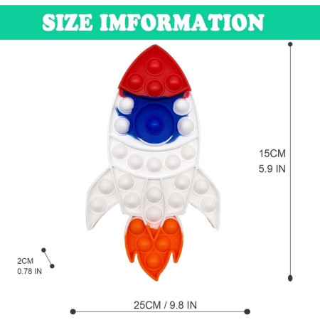 Jucarie antistres din silicon Cyrax, Pop it Now and Flip It ,Racheta ,Multicolor
