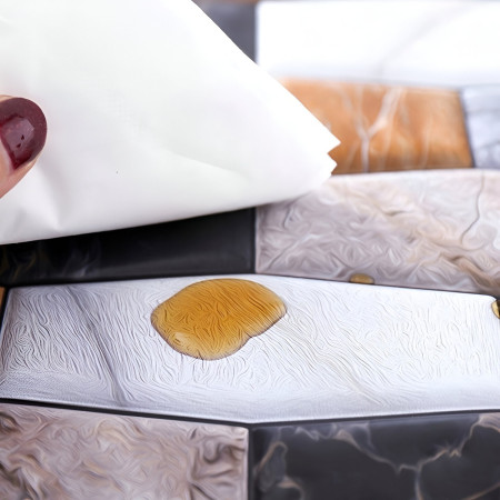 Set 10 x Placi Tapet Autocolant 3D cu Imitatie de Marmura Asimetrica,  pentru Perete Bucatarie Sufragerie, Usor de Curatat, Rezistent la Apa, Autoadeziv, 30x30 cm, Maro Gri Negru