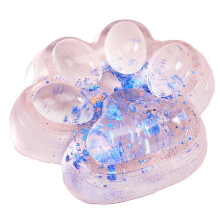 Jucarie Antistres Squishy, Cyrax, cu Revenire Lenta, Squeeze Pinch Family, Model Cat Paw, 6.5 x 7 cm, din Tpr, 4-6 Ani, Model 4 Sclipici, Transparent