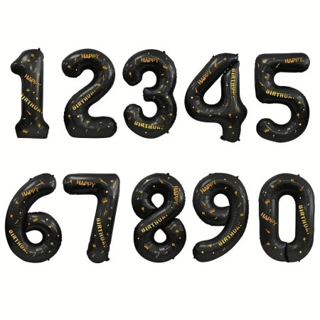 Balon din Folie Metalizata Cyrax, Figurina Cifra, Scris Happy Birthday, Tema Aniversare 100 cm, Ambalaj Individual, Pai inclus, Umflare cu Aer sau Heliu, Negru, Cifra 0