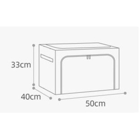 Cutie de Depozitare Pliabila,  66 L, din Bumbac si In, 50x40x33 cm, Fereastra Frontala, 2 Usi de Acces cu Fermoar Bidirectional, Cadru Metalic, Suport Baza Stabil din Plastic, Bleu