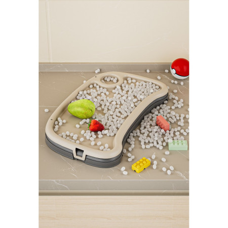 Scaun de Masa pentru Bebelusi si Copii, Cyrax, 2 Tavite si Husa Detasabile, Multifuncțional, Stabil, Centura de Siguranta, Inaltime Ajustabila, Spatar Reglabil Moale, Cos de Depozitare, 100x50x80cm, de la 6 Luni, Crem