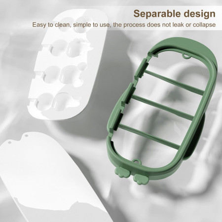 Forma pentru inghetata Cyrax, 4 compartimente, forme cu animalute, materialsilicon si ABS, 21 x 12.8 x 3cm, verde