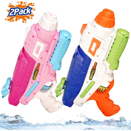 Set 2x Pistol cu Apa pentru Copii, Rezervor, Pentru Piscina/Plaja, Cyrax, 6ani+, Roz + Albastru, 600 ML