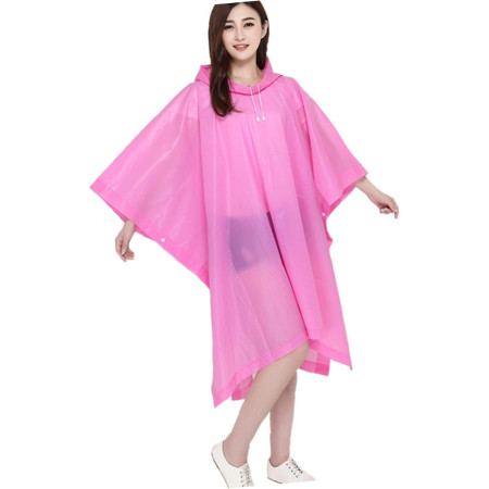 Pelerina de Ploaie,  pentru Adulti, EVA, Tip Poncho, Impermeabila, Rezistenta la Vant, Capse Laterale, 160 g, Roz