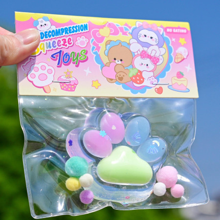 Jucarie Antistres Squishy, Cyrax, cu Revenire Lenta, Labuta de Pisica Pufoasa, 7.5 cm, Ambalaj Transparent, Model 27055, Multicolor