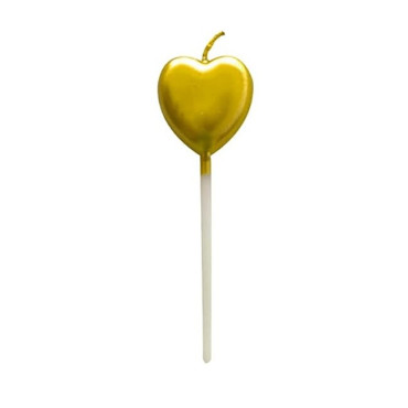 Lumanare de Tort, Cyrax, Model Inima, Party, 8.5 x 3 cm, Auriu