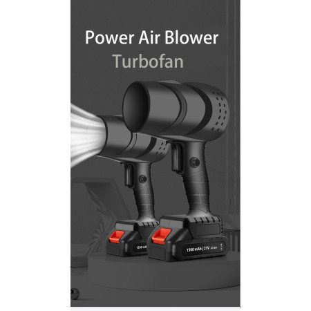 Suflanta aer portabila, Cyrax, pentru Auto, PC, Gratar si Indepartare Frunze si Praf, 1500 mAh, 2 Baterii de Li si Incarcator, Negru