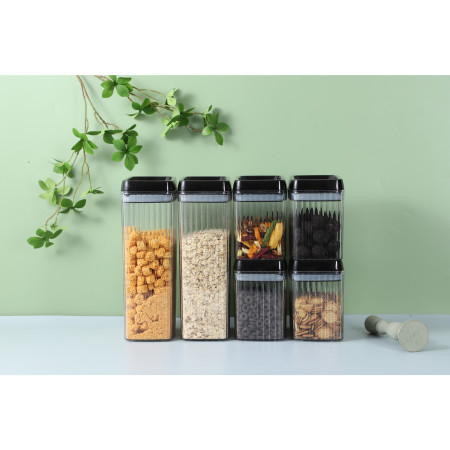 Set 6 Recipiente din Plastic, Cyrax, pentru Alimente/Obiecte, Inchidere Ermetica, Textura Ondulata, 4 x 1.5l, 2 x 3.3l, Transparent