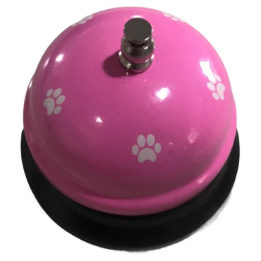 Clopotel Metalic Multifunctional,  Roz cu Imprimeu Labuta Alba, 7.5x7.5x6.5 cm, Dresaj, Receptie, Restaurante