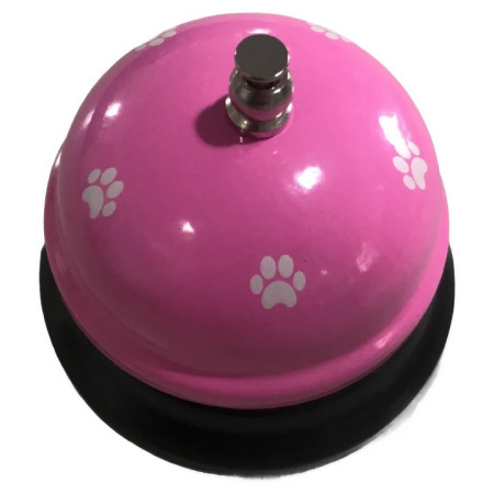 Clopotel Metalic Multifunctional,  Roz cu Imprimeu Labuta Alba, 7.5x7.5x6.5 cm, Dresaj, Receptie, Restaurante