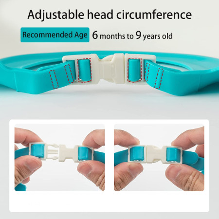 Cyrax Viziera de Protectie Baie Pentru Copii, Fippy, Model Hipopotam, Dimensiune ajustabila, Durabil, Usor de curatat, Impotriva Samponului, pentru Ochi si Urechi, TPE+PP, 22x21 cm, Albastru