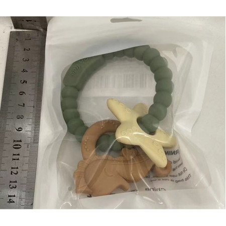 Jucarie Dentitie Bebelusi, Cyrax, Tip Bratara, Model Calut si Stea de Mare, + 3 luni, din Silicon, fara BPA, 8.1 x 8.1 x 1.2 cm, Verde