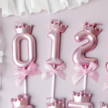 Lumanare Cifra 2, Cyrax, Model Coroana cu Fundita, Pentru Tort, 6 x 2.5 cm Mov