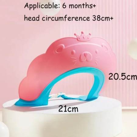 Cyrax Viziera de Protectie Baie Pentru Copii, Fippy, Model Coronita Leu, Dimensiune ajustabila, Durabil, Usor de curatat, Impotriva Samponului, pentru Ochi si Urechi, TPE+PP, 21x20.5 cm, Roz