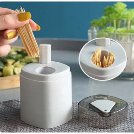 Suport Scobitori, Cyrax, Automat, cu Buton si Capac, din PP, 9.5x6 cm, Gri