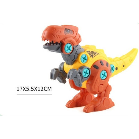 Set de Constructie/Asamblare, Cyrax, 4 Dinozauri, cu Bormasina Electrica, Baterii 2 x AA, Surubelnita si Cutie Depozitare, 22.5 x 14.5 x 15 cm, Multicolor