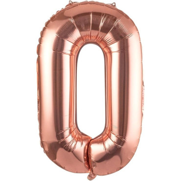 Balon Folie Metalizata Litera O, Cyrax, 100 cm, Umflati cu Heliu sau Aer, Ambalaj Individual, Pai inclus, Rose Gold
