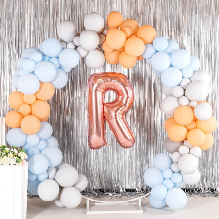 Balon Folie Metalizata Litera R, Cyrax, 100 cm, Umflati cu Heliu sau Aer, Ambalaj Individual, Pai inclus, Rose Gold