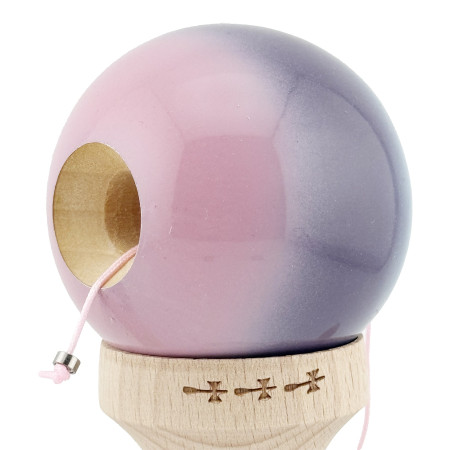 Kendama X Originala, Profesionala, Cyrax, Big Cups V2, Super Sticky cu Cupe Mari, din lemn 18 cm, Rulment Metalic cu Ata 55 cm, Albastru/Mov/Roz