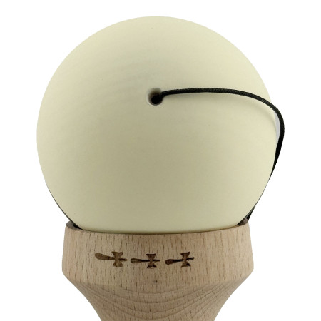 Kendama X Originala, Profesionala, Cyrax, Rubber Grip, Cupe Mari KING SIZE V3, Gaura in Baza, Rulment Metalic, din lemn 18 cm, Ata 62/65 cm, Bicolor Galben/Negru