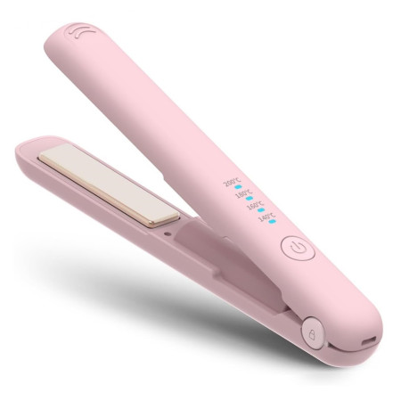 Placa de Par fara Fir, Cyrax, Adaptor Tip C, Tensiune 5V, Capacitate Baterie 3000 mAh, Indreptat, Ondulat, 4 Trepte de Temperatura, 21.8 x 3.1 x 3.4.1 cm, Roz