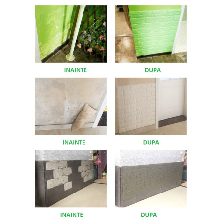 Set 10 Placi de Tapet,  Autoadezive, 70 x 77 cm, Suprafata Acoperita 5.3 mp, din PVC, Model Stelute Curcubeu, Alb