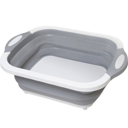 Tocator Multifunctional, Cyrax, 2 in 1, cu Cos pentru Spalat si Scurgere Alimente, 480 g, Pliabila, Gri