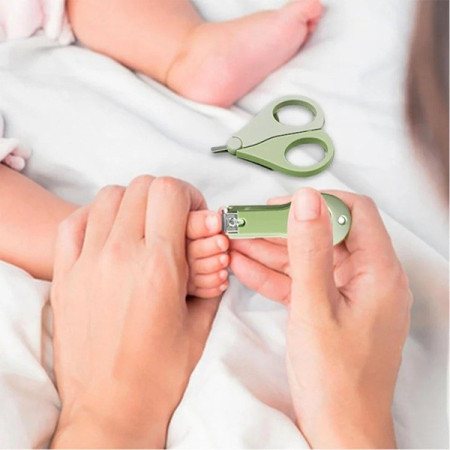 Set 4in1 de Ingrijire Unghii pentru Bebelusi, Cyrax, Cutie de Depozitare Tip Cerb, 0-6 Ani, 11 x 6 x 11 cm, Verde