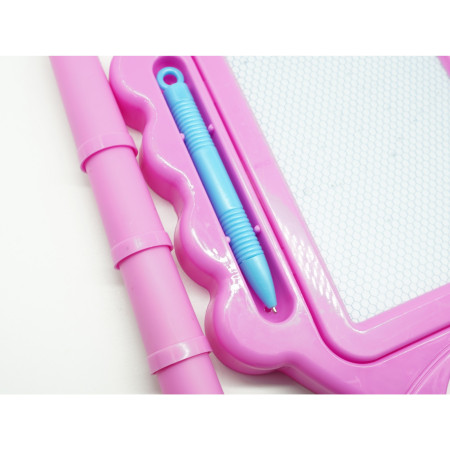 Tabla Magnetica pentru desen Cyrax, Pix, forma dreptunghi, dimensiuni 23x17 cm, Dezvolta Creativitatea, cu picioare suport, Roz