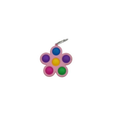 Cyrax Jucarie Push Pop Bubble Fidget, Pop It, breloc antistres, Floare, Multicolor/Roz