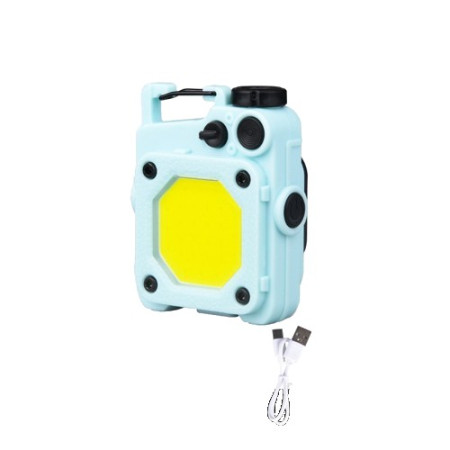 Lanterna Mini de Buzunar Tip Breloc,  Incarcare prin USB Type C, Multifunctionala, pentru Exterior, Camping, Alpinism, Ciclism, Mini Lanterna Elvis, 6.1 x 5 x 2.5 cm, Lumina Puternica, Culoare Albastru