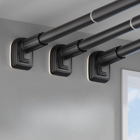 Bara Telescopica Multifunctionala,  din Otel Inoxidabil si ABS, Utilizare Universala, Extensie 220 - 240 cm, Fara Perforare Perete, Negru