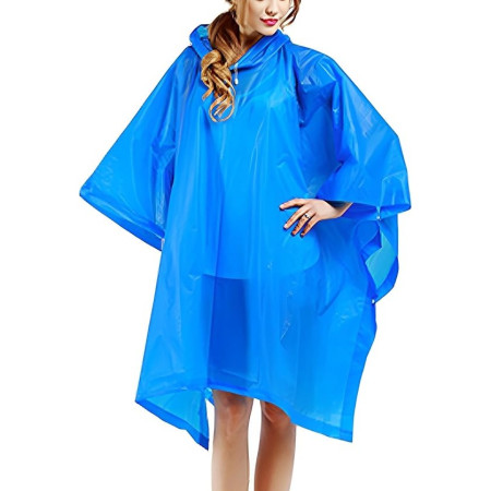 Pelerina de Ploaie,  pentru Adulti, EVA, Tip Poncho, Impermeabila, Rezistenta la Vant, Capse Laterale, 160 g, Albastru