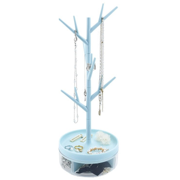 Cutie de Bijuterii,  Rotativa, cu Suport Tip Ramura, 36.5 x 14 cm, din ABS+PP, Albastru