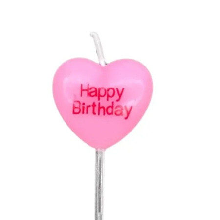 Set 5 Lumanari de Tort, Cyrax, Model Inima, Text Happy Birthday, 2.5 x 2.5 cm, din Ceara, Multicolor