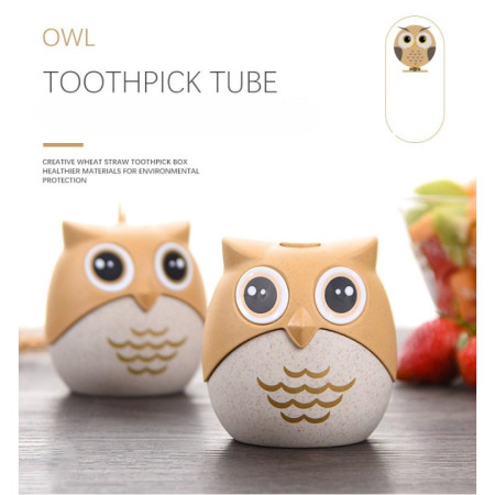 Suport pentru Scobitori, Cyrax, Model Bufnita, Multifunctional, 8.3x7.8 cm, Portocaliu