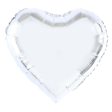Balon din Folie Metalizata, Cyrax, Figurina Inimioara, Model Simplu, Tematica Iubire, 40 cm, Ambalaj Individual, Pai Inclus, Umflare cu Aer sau Heliu, Argintiu