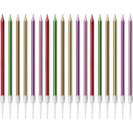 Set 6 Lumanari de Tort, Cyrax, din Parafina, 11 x 0.4 cm, Lucioase, Multicolor