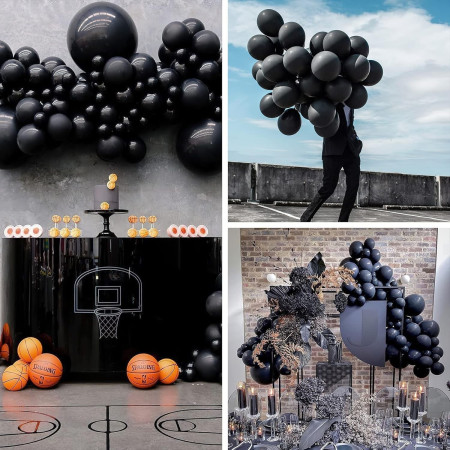 Set 12 Baloane, Cyrax, din Latex Standard, 25 cm, Negru