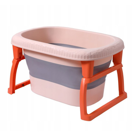 Cada Pliabila pentru Baie, Cyrax, din PP+TPE, pentru Copii 0-6 Ani, cu Picioare, Suport de Sezut, Scurgere Etans, 80 x 52 x 42 cm, Portocaliu