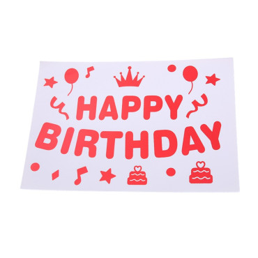 Sticker Autocolant pentru Baloane, Cyrax, Tematica Aniversare, Model Happy Birthday, 29x21 cm, Rosu