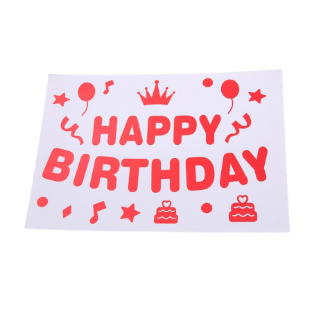Sticker Autocolant pentru Baloane, Cyrax, Tematica Aniversare, Model Happy Birthday, 29x21 cm, Rosu