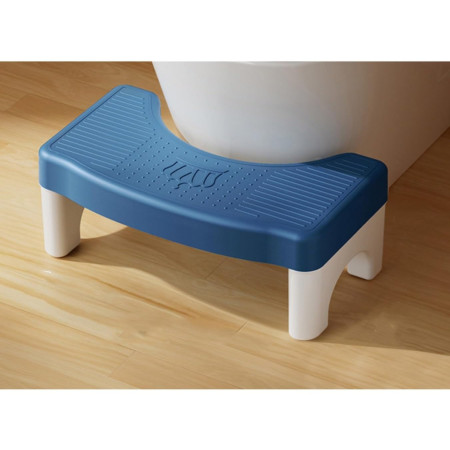 Scaunel WC, Cyrax, Tratament Impotriva Hemoroizilor si Constipatiei, Scaun Inaltator WC Copii, Suport Picioare WC, Taburet Inaltator Pozitia Corecta Ghemuit Pe WC, Plastic Rezistent, 17x22x38 cm, Albastru