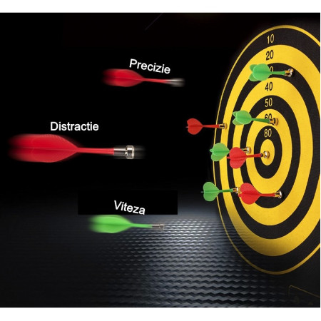 Set Joc Darts Cyrax, Doua Fete pentru Joc, 6 Sageti Incluse, Magnetic, Dimensiuni 37 x 40 cm, Design clasic, Multicolor