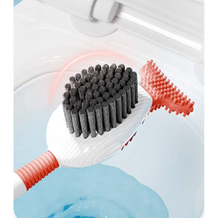 Perie de Toaleta,  cu Suport de Perete, Recipient Detergent, 2 Tipuri de Perii, Model Balena, Rosu