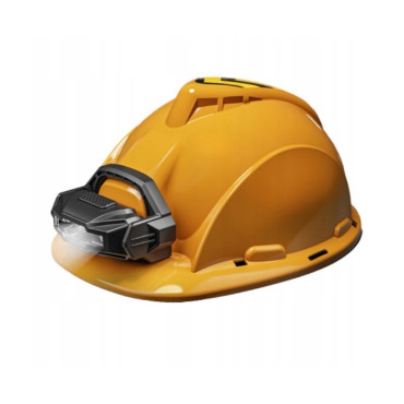 Casca Protectie cu Lanterna de Jucarie pentru Copii, Cyrax, Material Plastic, Interactiv, Distractiv, 29.5x19.5x6.5 cm, Portocaliu