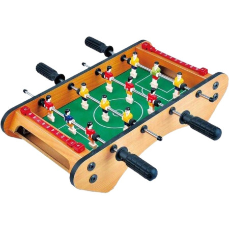 Masa de fotbal cu teren si 12 jucatori Cyrax, 4 manere, cu Tablou pentru Scor, din Metal, Lemn si ABS, 37.5 x 21 x 9.5 cm, Margini Rotunjite, pentru copii/adulti